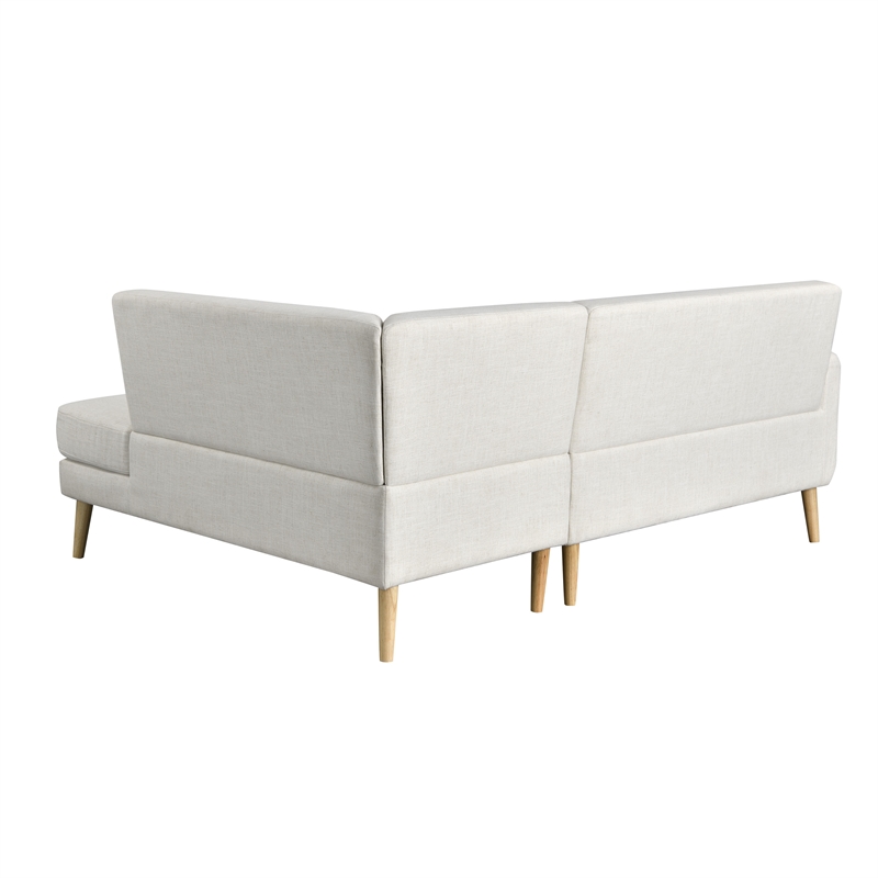 Studio Living Solano Bumper Sectional Sofa in Cream Woven Fabric