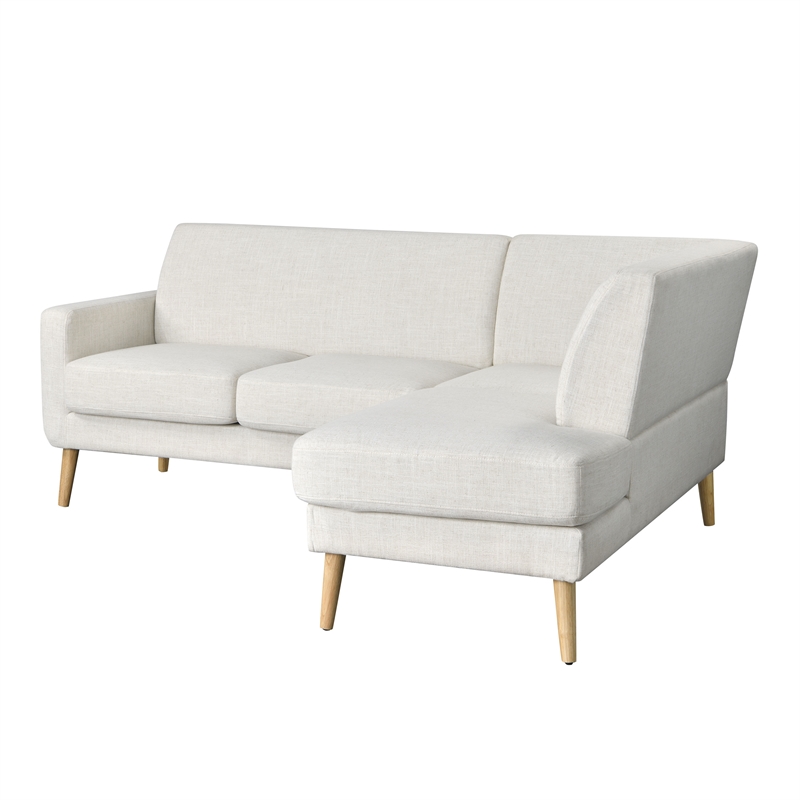 Studio Living Solano Bumper Sectional Sofa in Cream Woven Fabric