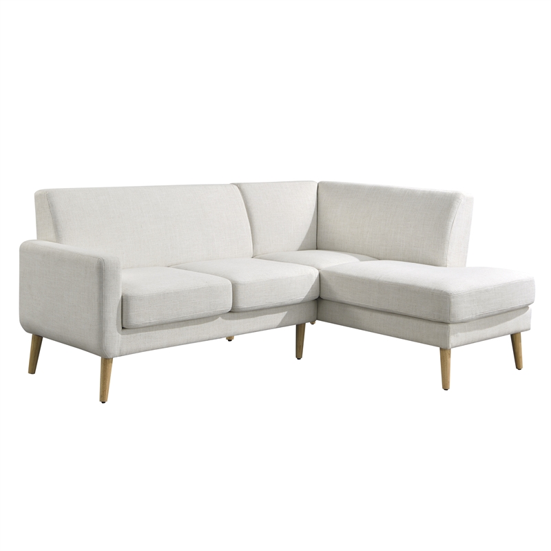 Studio Living Solano Bumper Sectional Sofa in Cream Woven Fabric