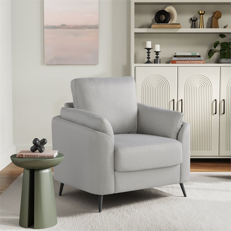 Studio Living Bradley Chair in Smoke Gray Woven Fabric Upholstery