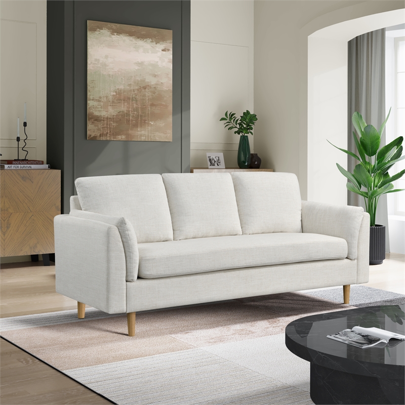 LifeStyle Solutions Studio Living Statham Sofa in Cream Woven Fabric Upholstery