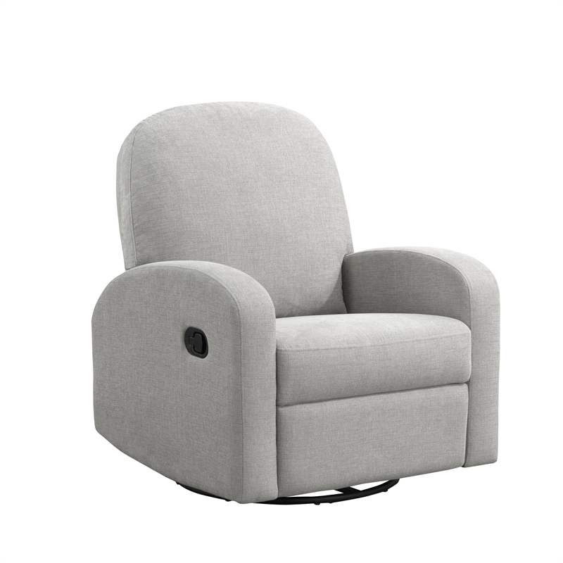 Relax A Lounger Parson Swivel Rocker Recliner in Light Gray Polyeseter Fabric