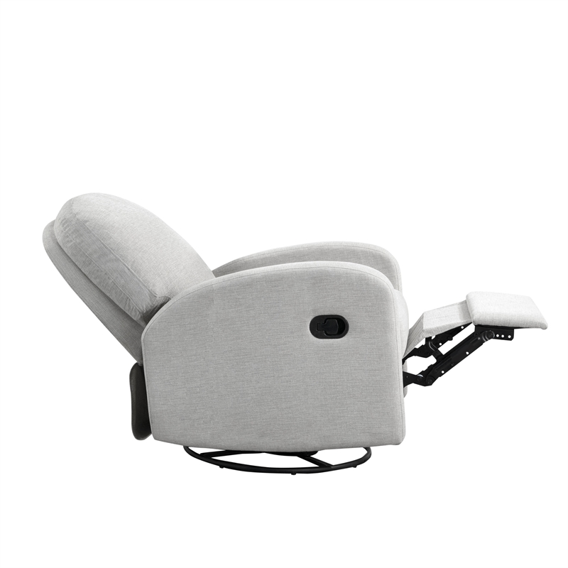 Relax A Lounger Parson Swivel Rocker Recliner in Light Gray Polyeseter Fabric