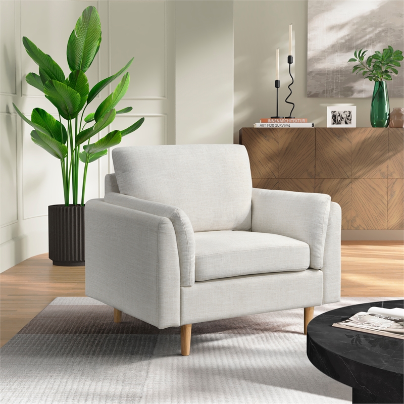 Studio Living Statham Chair in Cream Woven Fabric Upholstery