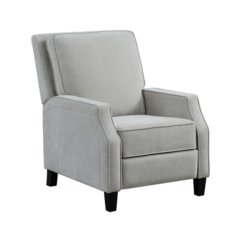 Relax A Lounger Sarina Pushback Recliner in Light Gray Woven Fabric Upholstery