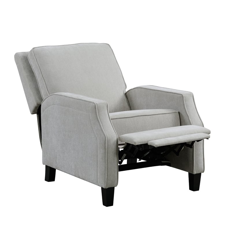 Relax A Lounger Sarina Pushback Recliner in Light Gray Woven Fabric Upholstery
