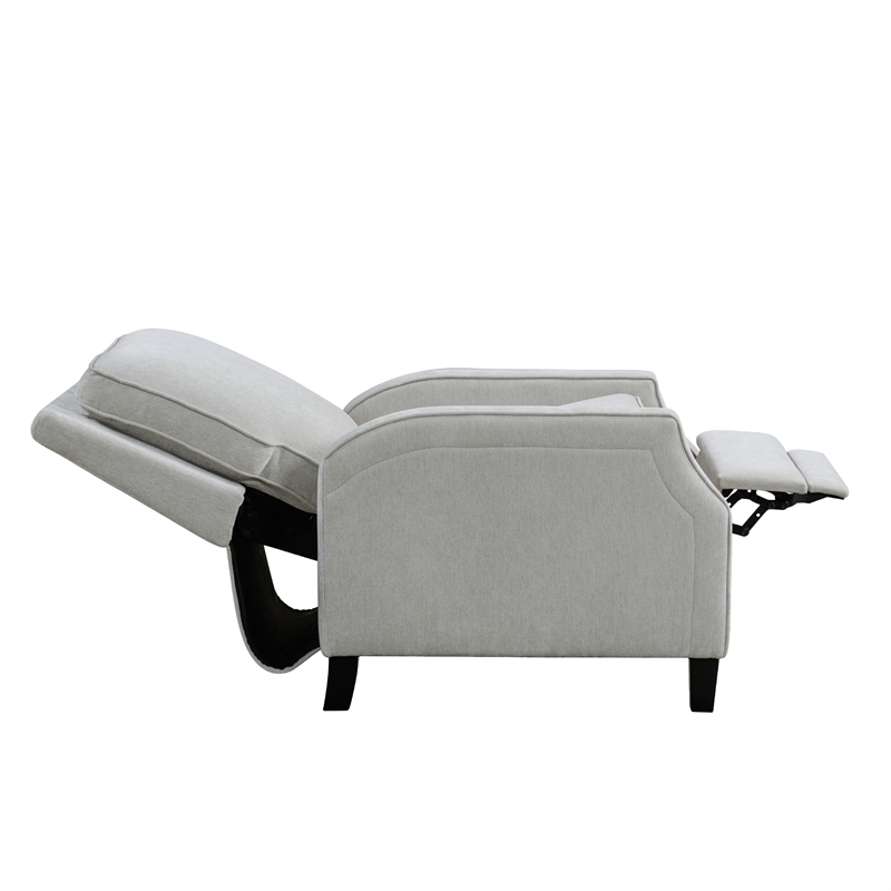 Relax A Lounger Sarina Pushback Recliner in Light Gray Woven Fabric Upholstery