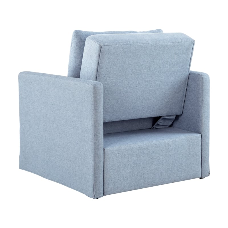 Serta Bakersfield Twin Convertible Chair in Blue Woven Fabric Upholstery