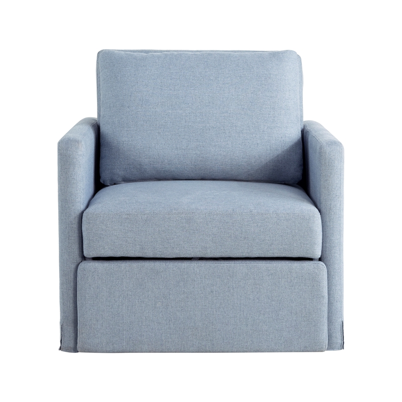 Serta Bakersfield Twin Convertible Chair in Blue Woven Fabric Upholstery