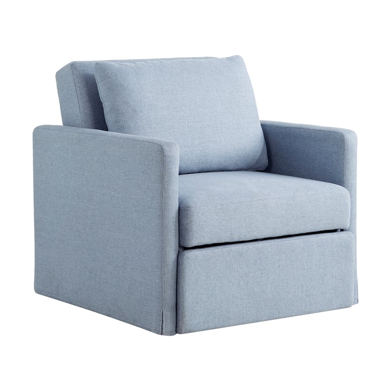 Serta Bakersfield Twin Convertible Chair in Blue Woven Fabric Upholstery