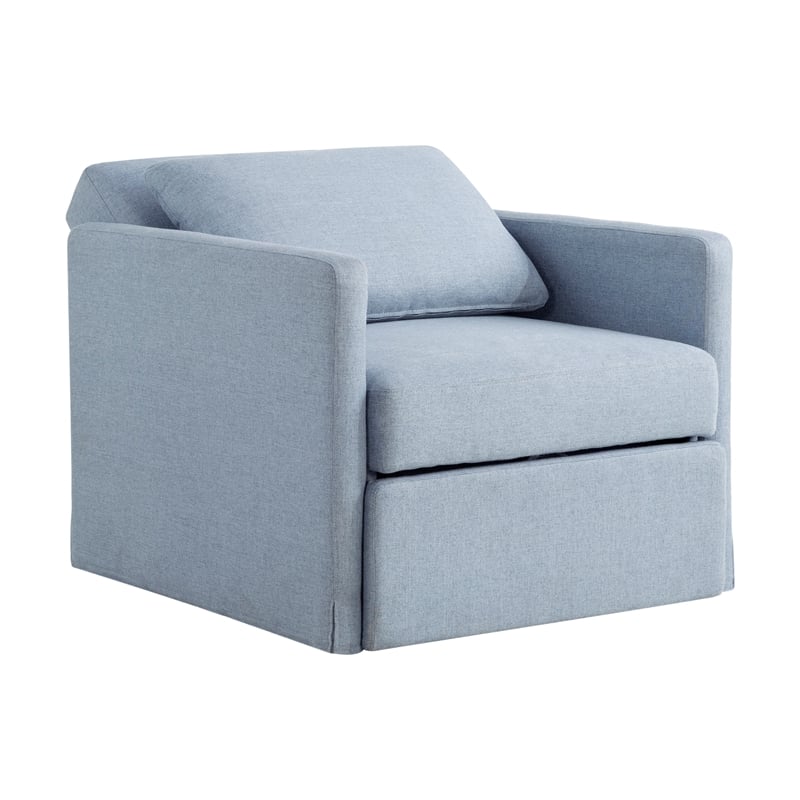 Serta Bakersfield Twin Convertible Chair in Blue Woven Fabric Upholstery
