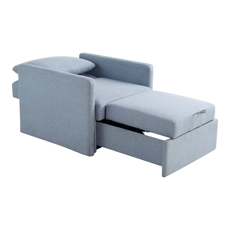 Serta Bakersfield Twin Convertible Chair in Blue Woven Fabric Upholstery