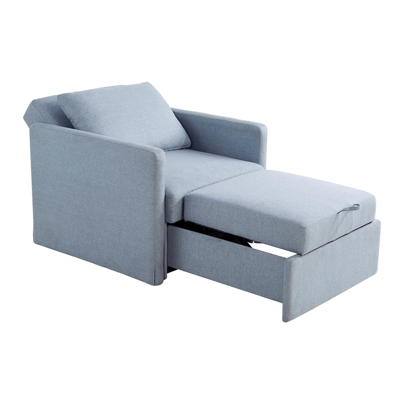 Serta Bakersfield Twin Convertible Chair in Blue Woven Fabric Upholstery