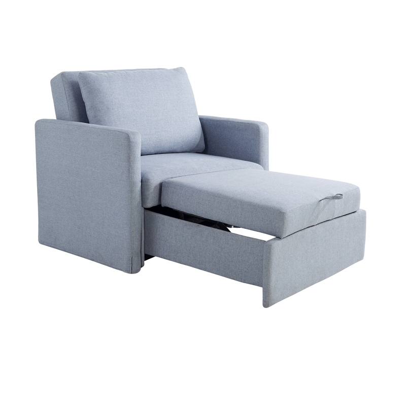 Serta Bakersfield Twin Convertible Chair in Blue Woven Fabric Upholstery