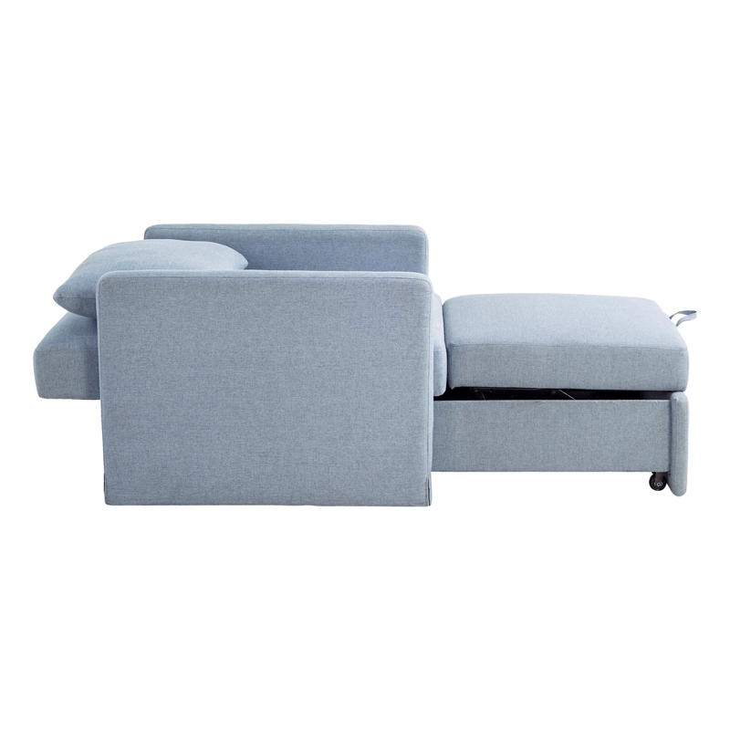 Serta Bakersfield Twin Convertible Chair in Blue Woven Fabric Upholstery