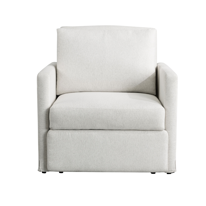 Serta Bakersfield Twin Convertible Chair in Cream Woven Fabric Upholstery