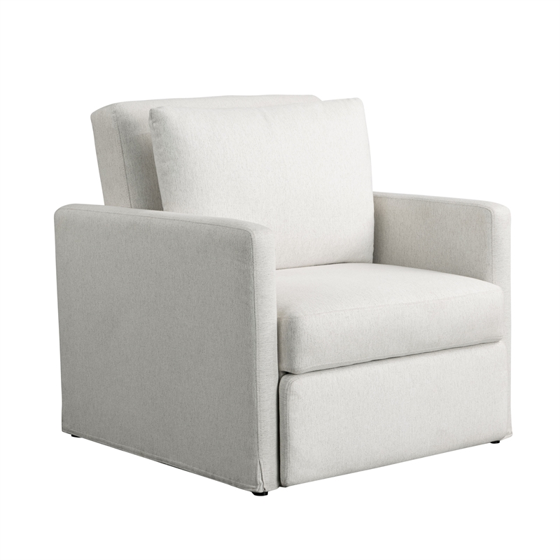 Serta Bakersfield Twin Convertible Chair in Cream Woven Fabric Upholstery