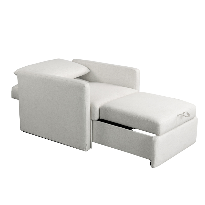 Serta Bakersfield Twin Convertible Chair in Cream Woven Fabric Upholstery