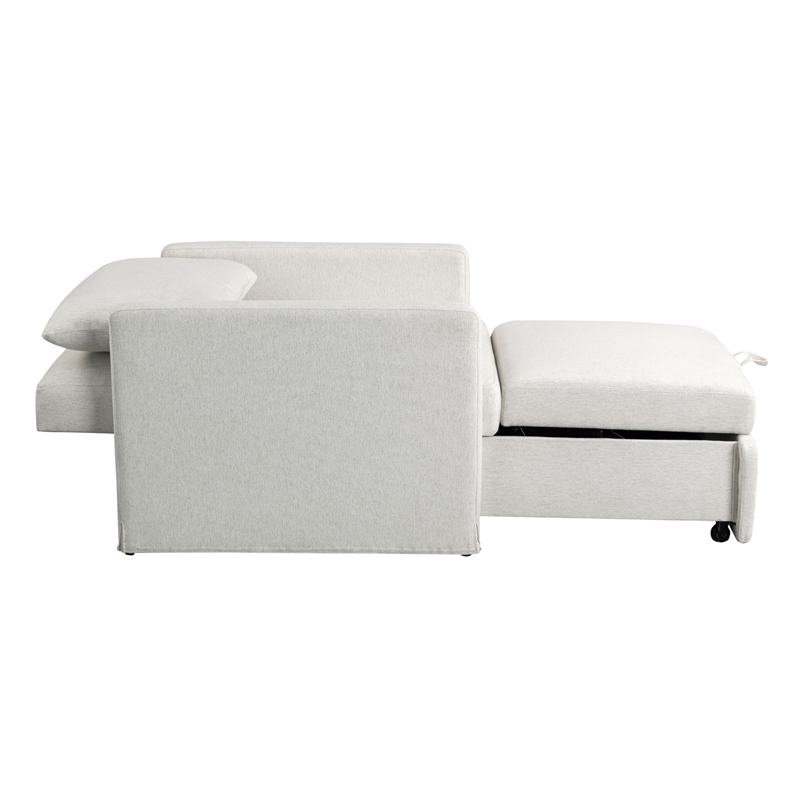 Serta Bakersfield Twin Convertible Chair in Cream Woven Fabric Upholstery