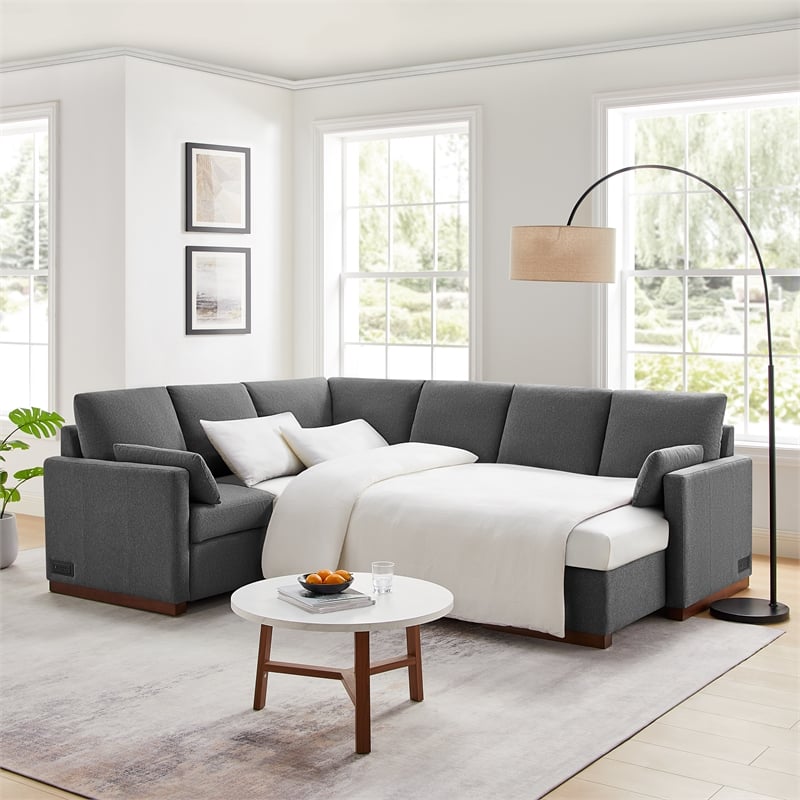 Serta Ellison Convertible Sectional sofa in Charcoal Fabric Upholstery