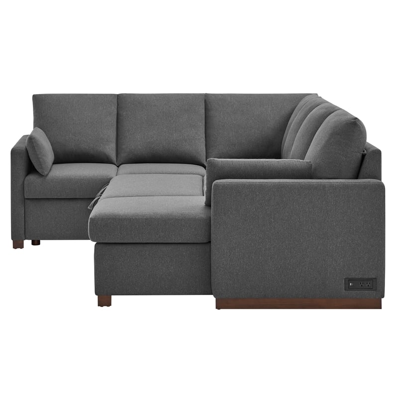 Serta Ellison Convertible Sectional sofa in Charcoal Fabric Upholstery