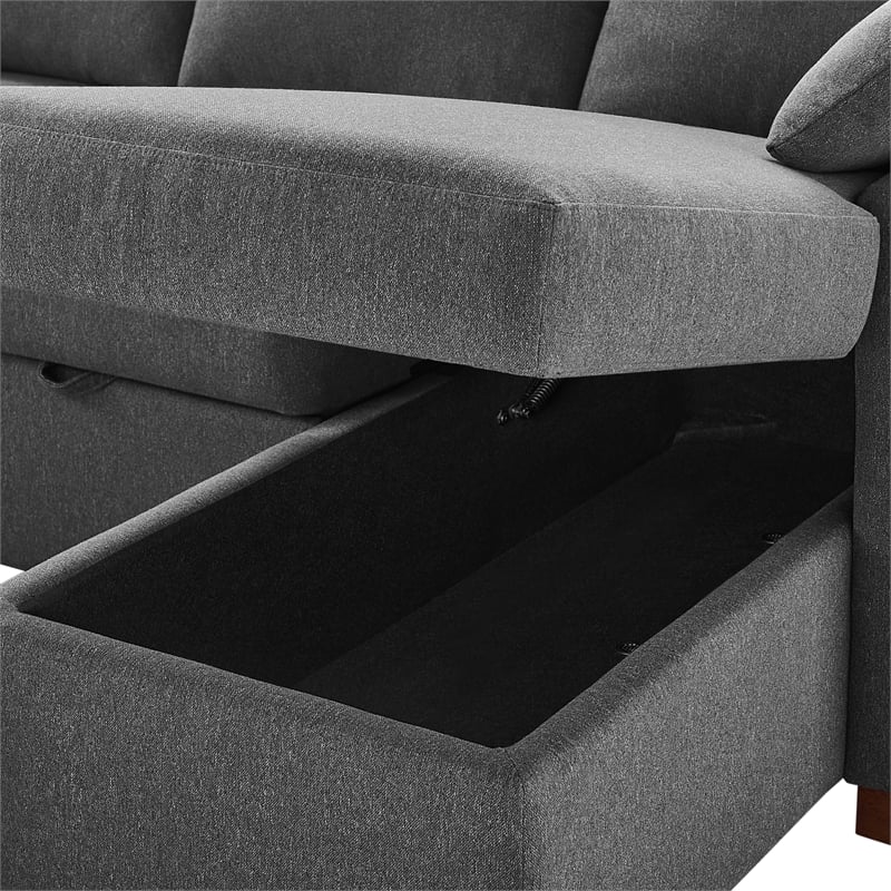 Serta Ellison Convertible Sectional sofa in Charcoal Fabric Upholstery