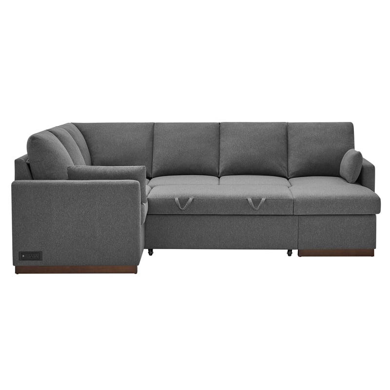 Serta Ellison Convertible Sectional sofa in Charcoal Fabric Upholstery