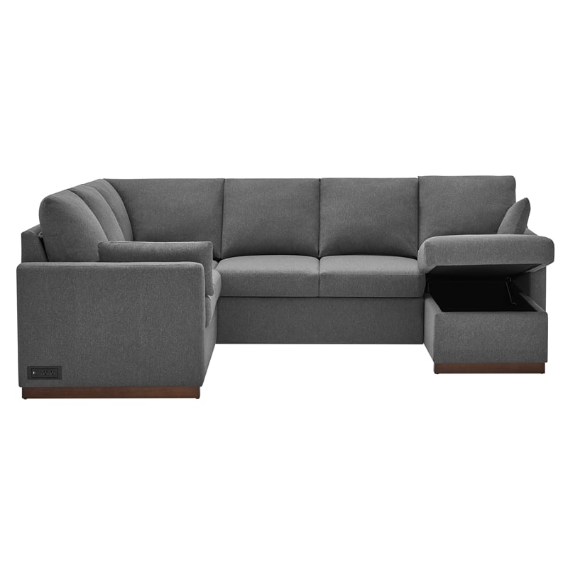 Serta Ellison Convertible Sectional sofa in Charcoal Fabric Upholstery