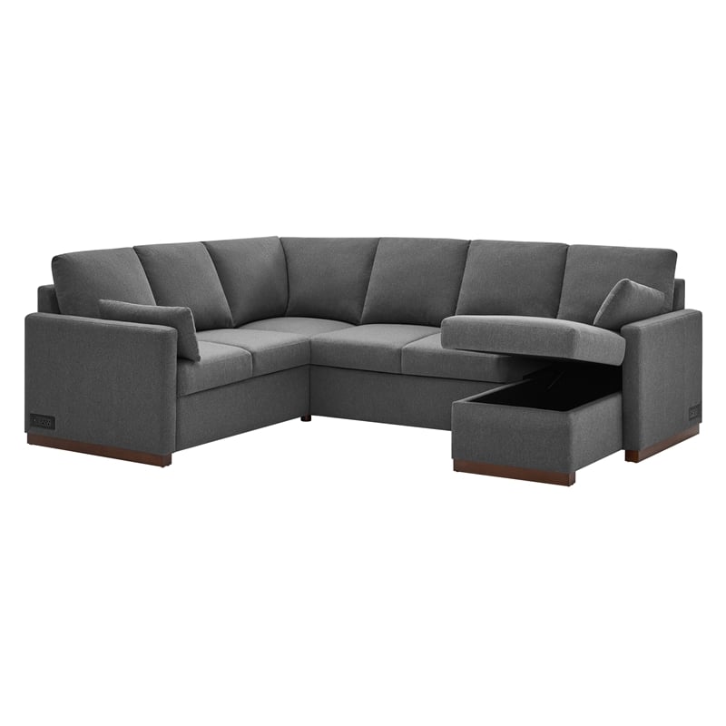 Serta Ellison Convertible Sectional sofa in Charcoal Fabric Upholstery