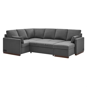 Serta Ellison Convertible Sectional sofa in Charcoal Fabric Upholstery