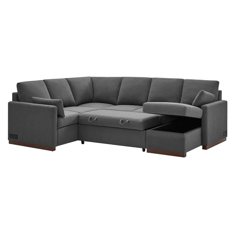 Serta Ellison Convertible Sectional sofa in Charcoal Fabric Upholstery