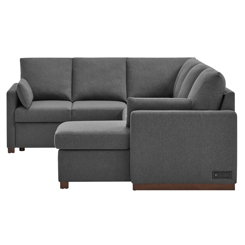 Serta Ellison Convertible Sectional sofa in Charcoal Fabric Upholstery