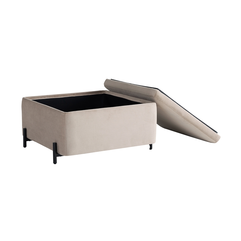 Studio Living Kensington Large Storage Ottoman in Green Velvet Upholstery