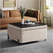 Studio Living Kensington Large Storage Ottoman in Green Velvet Upholstery