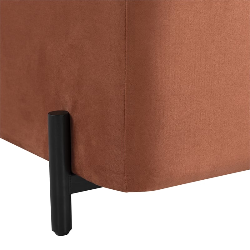Studio Living Kensington Large Storage Ottoman in Rust Velvet Upholstery