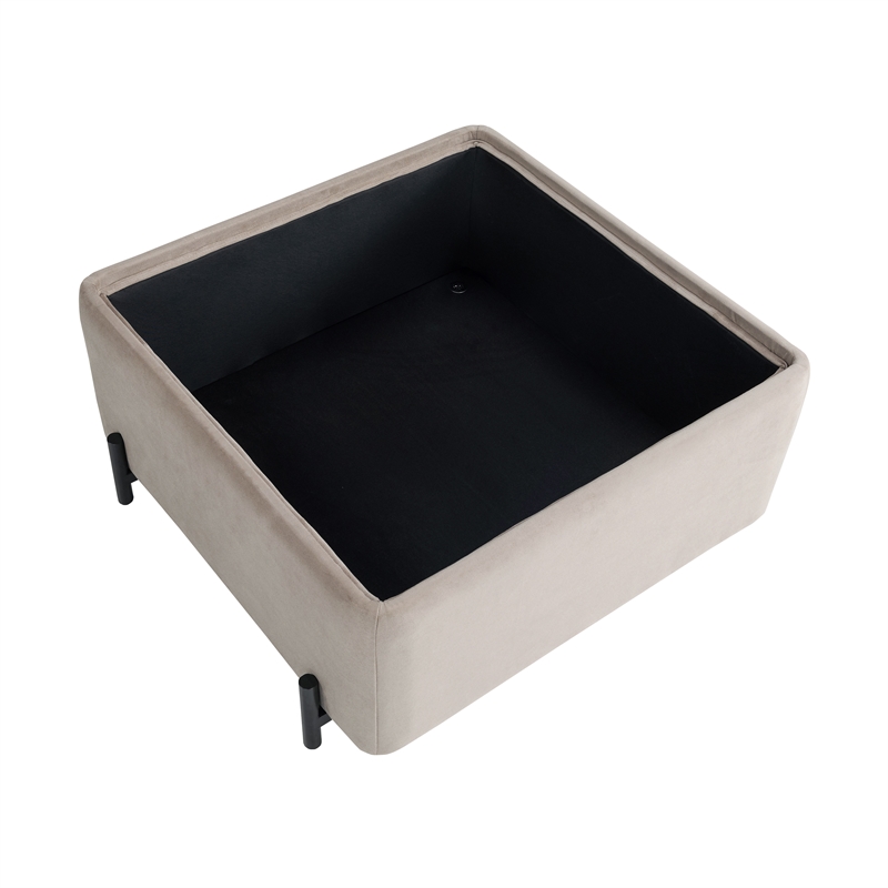 Studio Living Kensington Large Storage Ottoman in Taupe Velvet Upholstery