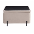 Studio Living Kensington Large Storage Ottoman in Taupe Velvet Upholstery