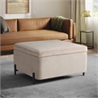 Studio Living Kensington Large Storage Ottoman in Taupe Velvet Upholstery