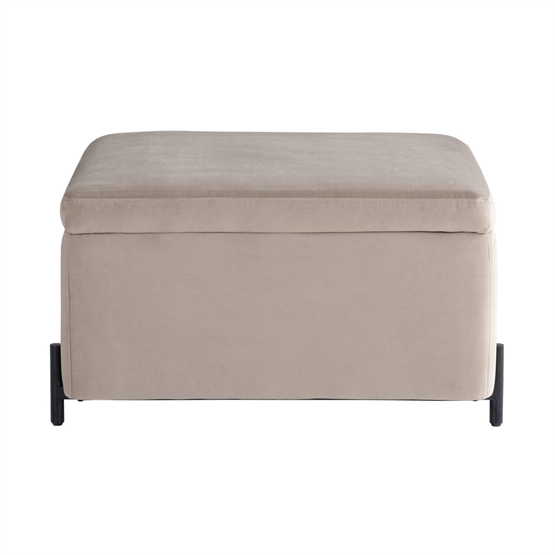 Studio Living Kensington Large Storage Ottoman in Taupe Velvet Upholstery