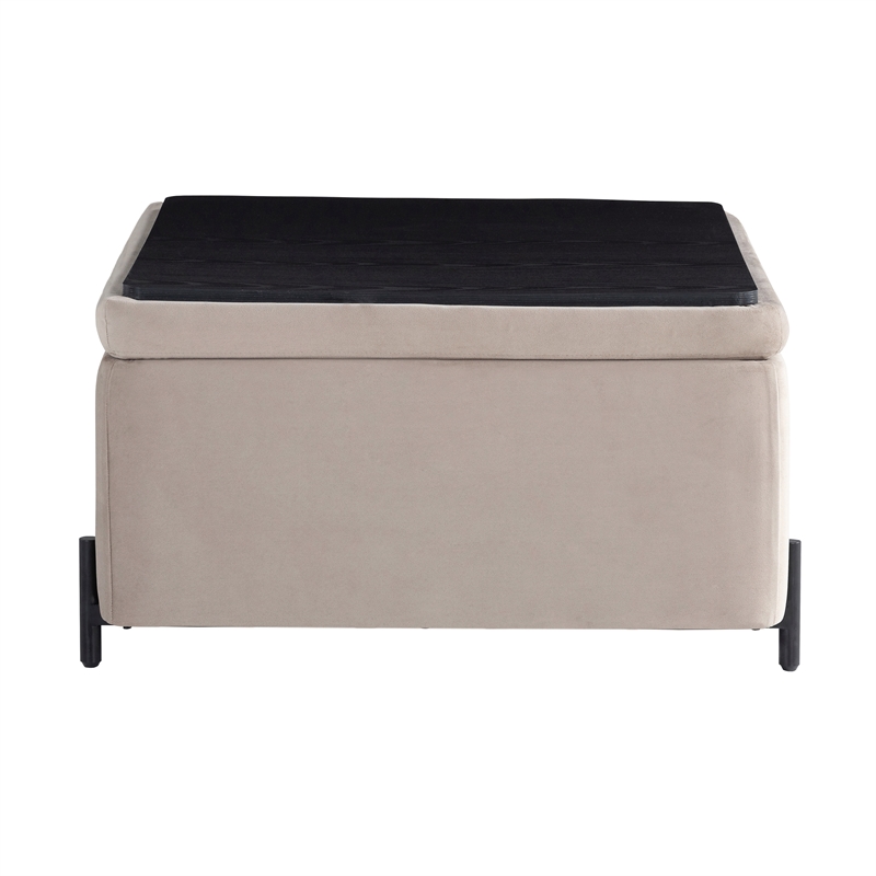 Studio Living Kensington Large Storage Ottoman in Taupe Velvet Upholstery