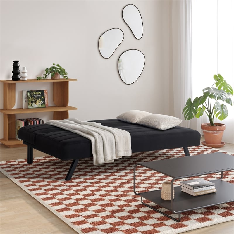 Serta Dawson Convertible Sofa in Black Fabric Upholstery