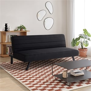 Serta Dawson Convertible Sofa in Black Fabric Upholstery