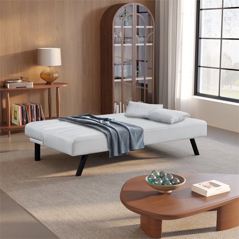 Serta Dawson Convertible Sofa in Ivory Fabric Upholstery