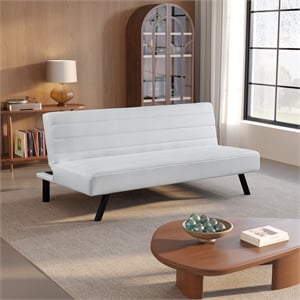 Serta Dawson Convertible Sofa in Ivory Fabric Upholstery