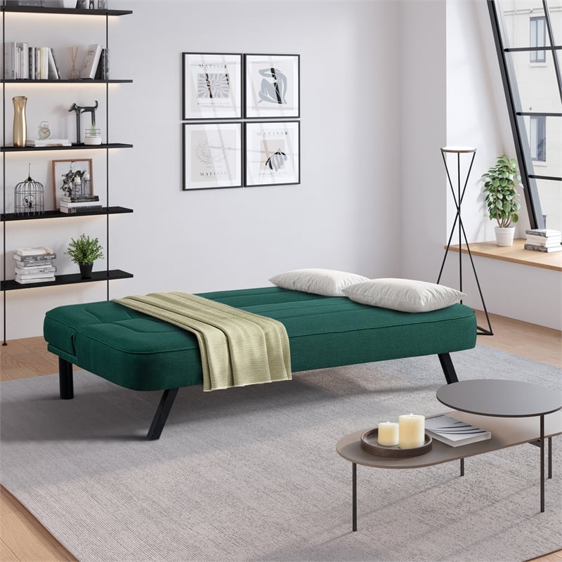 Serta Fenton Convertible Sofa in Green Fabric Upholstery