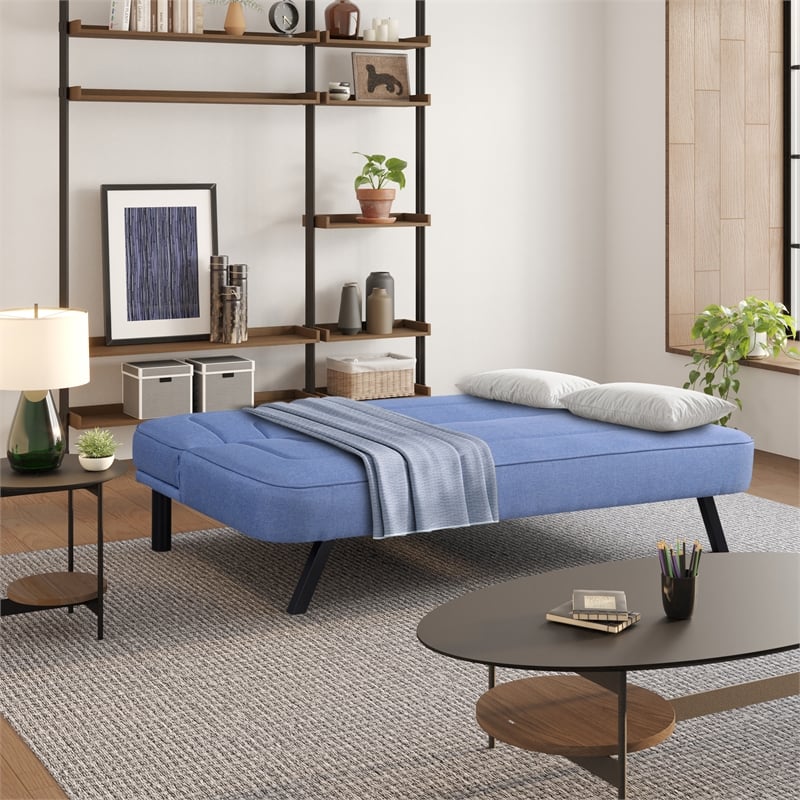 Serta Fenton Convertible Sofa in Blue Fabric Upholstery