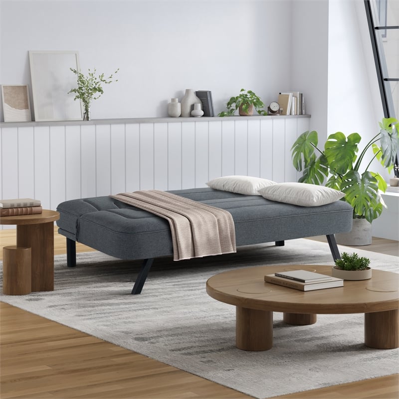 Serta Fenton Convertible Sofa in Charcoal Fabric Upholstery
