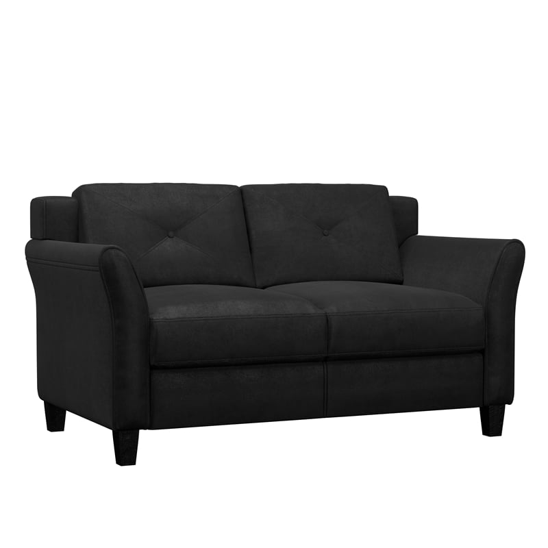 LifeStyle Solutions Hartford Microfiber Loveseat in Black ...