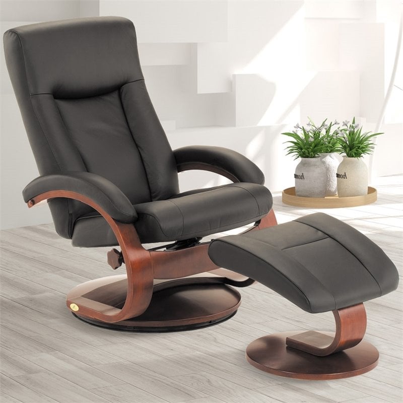Mac Motion Oslo Leather Swivel Recliner with Ottoman in