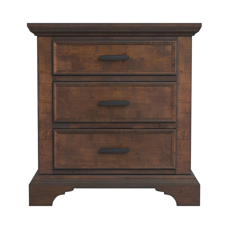 Coaster Elk Grove Farmhouse 3-Drawer Wood Nightstand in Brown | Cymax ...